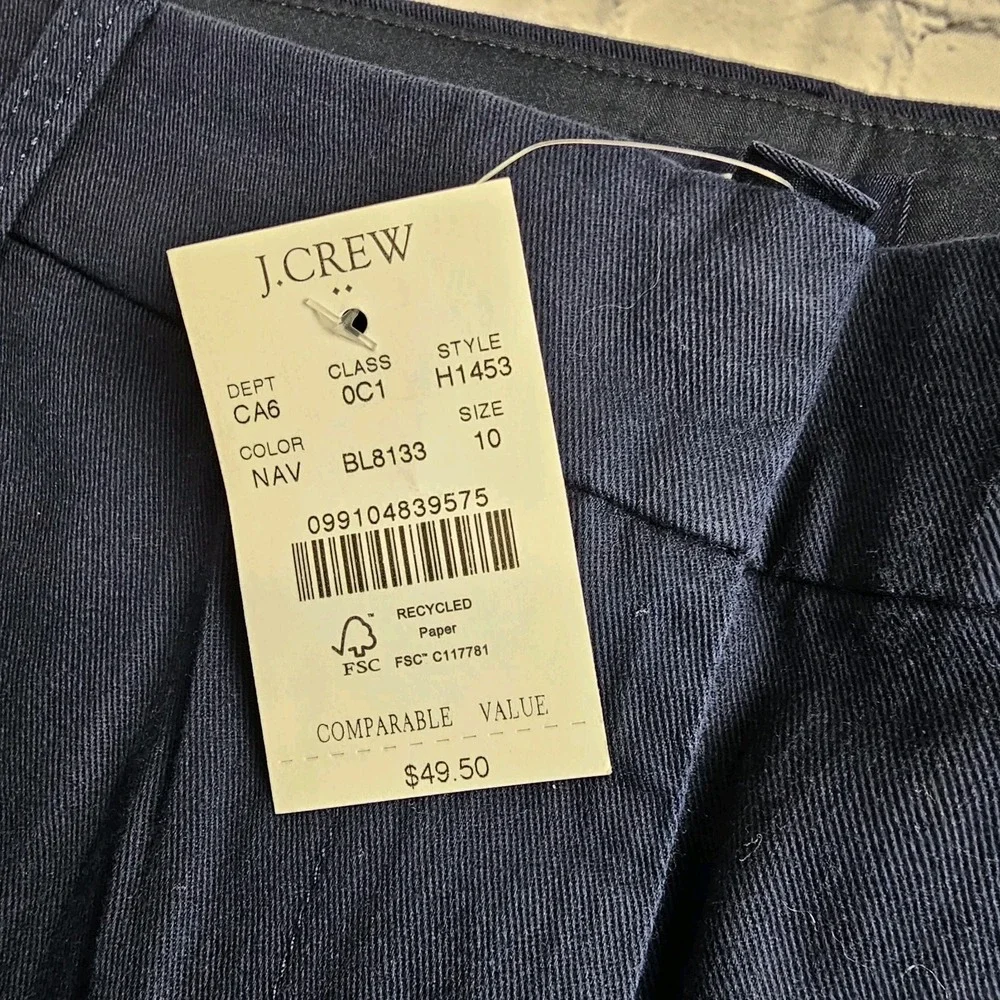 NEW J.Crew Classic Chino Shorts Womens Size 10 Navy Blue 5